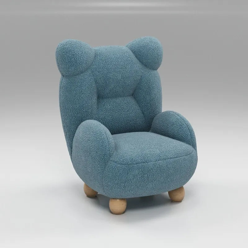 Fauteuil scandinave bouclette blanc cassé pieds en bois boule BEARY