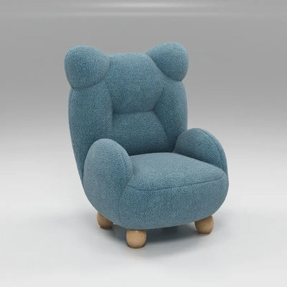 Fauteuil scandinave bouclette blanc cassé pieds en bois boule BEARY