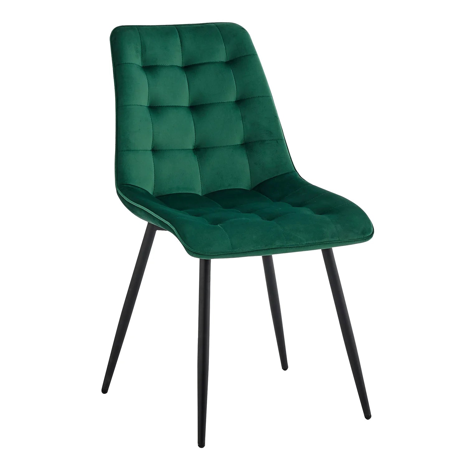 Chaise salle à manger confortable velours vert capitonné 