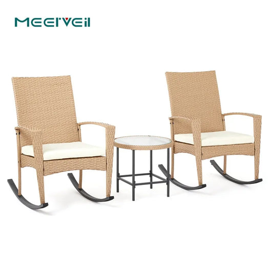 Chaise à bascule pour extérieur rotin beige