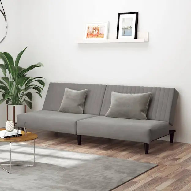 Canapé convertible moderne en velours gris clair