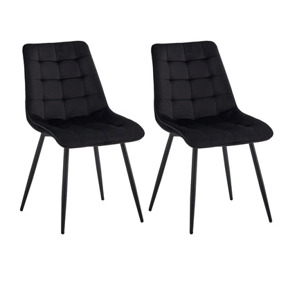 Chaise salle à manger confortable velours noir capitonné 
