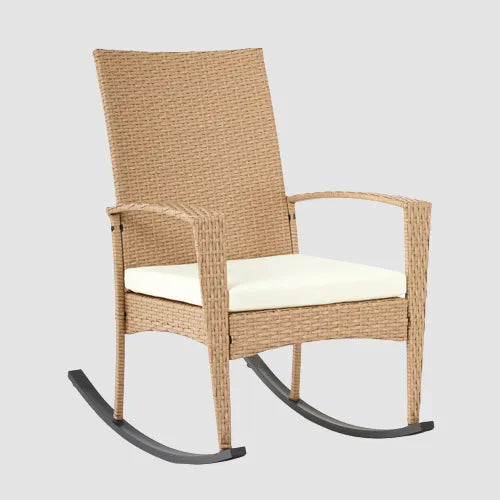 Chaise à bascule pour extérieur rotin beige