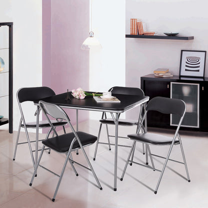 Table et chaises pliantes noires pour petite salle à manger