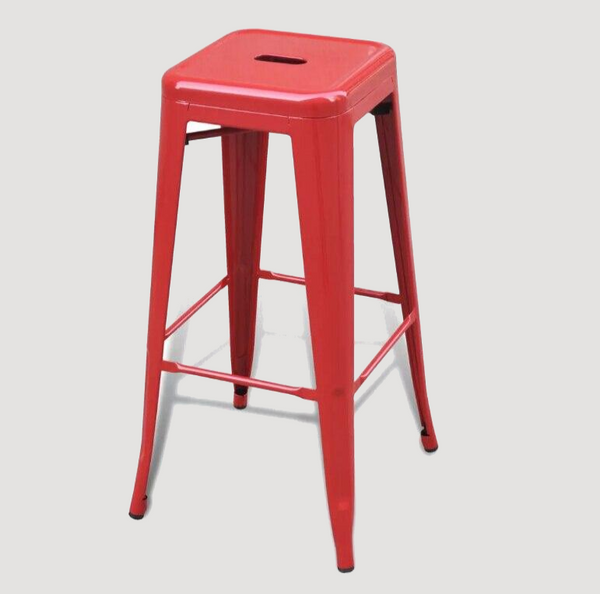 Tabouret de bar industriel en métal rouge