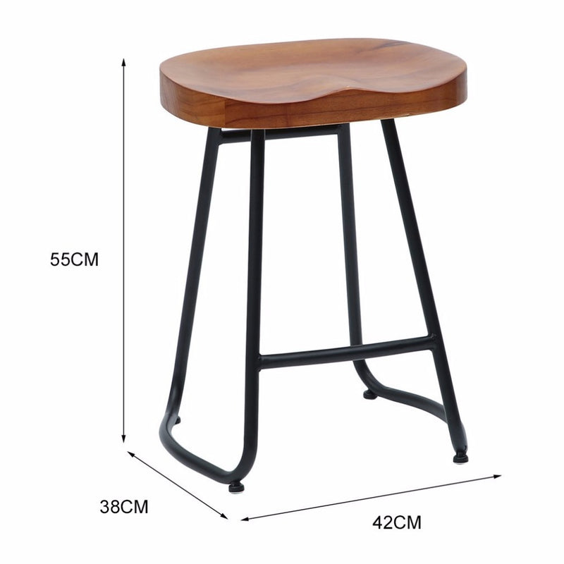 Tabouret de bar industriel noir et bois 55cm