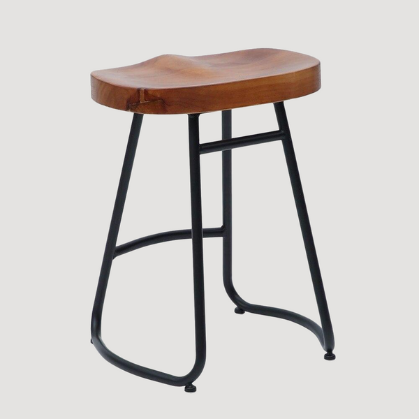 Tabouret de bar industriel en bois et fer