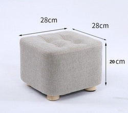 Tabouret enfant carré tissu gris et bois