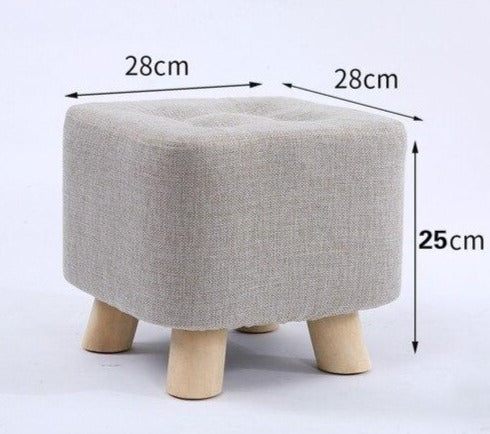 Tabouret enfant carré tissu gris et bois 25 cm de hauteur