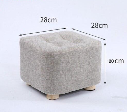 Tabouret enfant carré tissu gris et bois