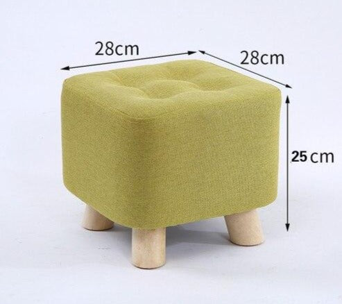 Tabouret enfant carré tissu kaki et bois 25 cm de hauteur