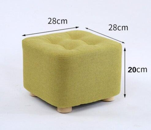 Tabouret enfant carré tissu vert et bois