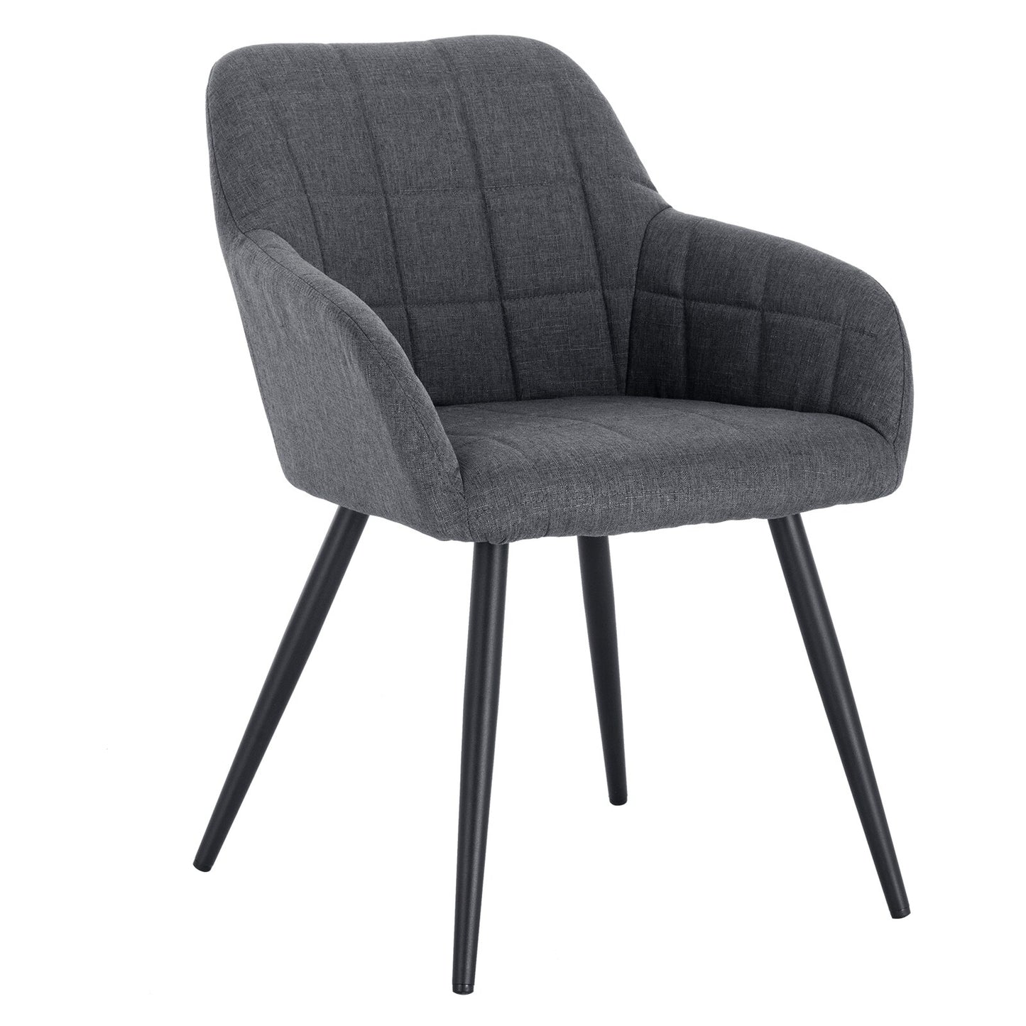 Chaise moderne à large dossier surpiqué et pieds en métal