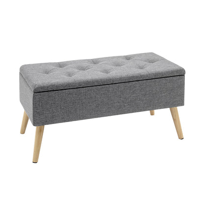 Banc scandinave en tissu capitonné et bois