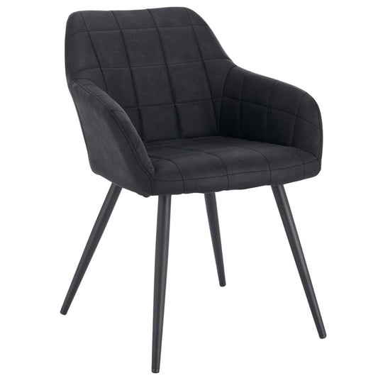 Chaise moderne à large dossier surpiqué et pieds en métal – Gris