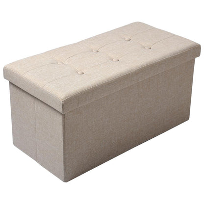 Banc de rangement pliable en tissu avec couvercle capitonné