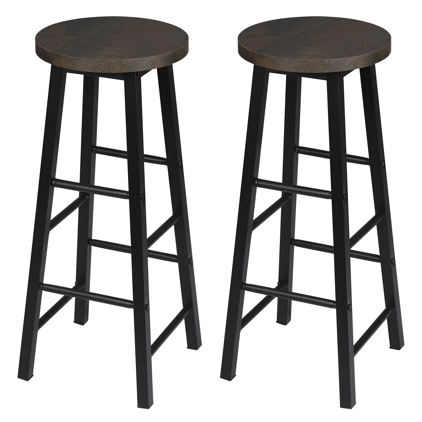 Tabouret industriel moderne en métal et bois (lot de 2)