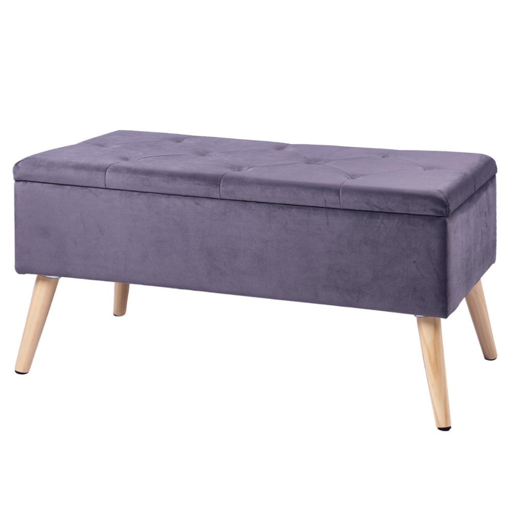 Banc scandinave en tissu capitonné et bois