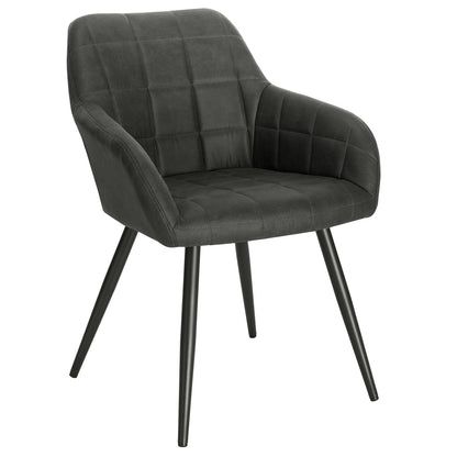 Chaise moderne à large dossier surpiqué et pieds en métal