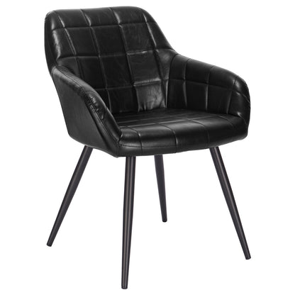 Chaise moderne à large dossier surpiqué et pieds en métal