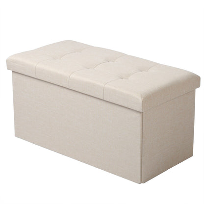 Banc de rangement pliable en tissu avec couvercle capitonné