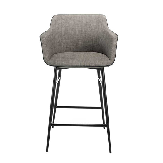 Chaise de bar design style fauteuil en tissu et métal – Gris
