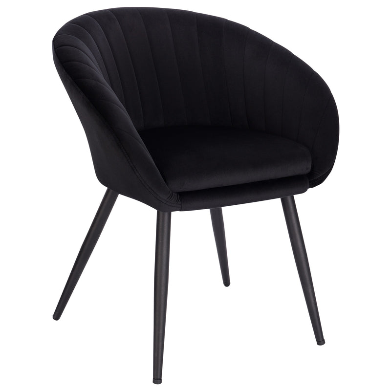Chaise design en velours noir et métal avec assise confort