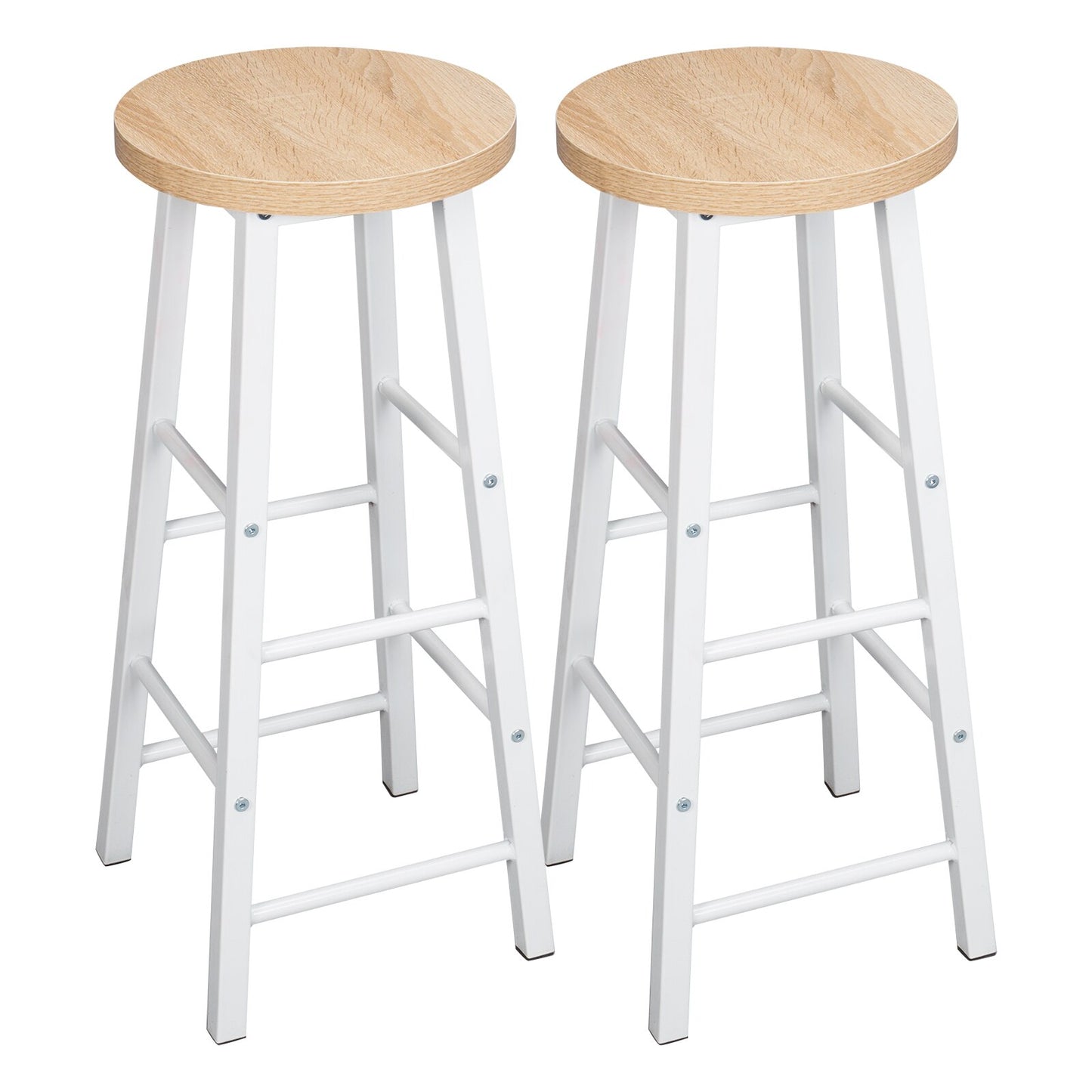 Tabouret industriel moderne en métal et bois (lot de 2)