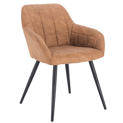 Chaise moderne à large dossier surpiqué et pieds en métal