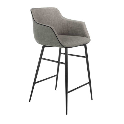 Chaise de bar design style fauteuil en tissu et métal