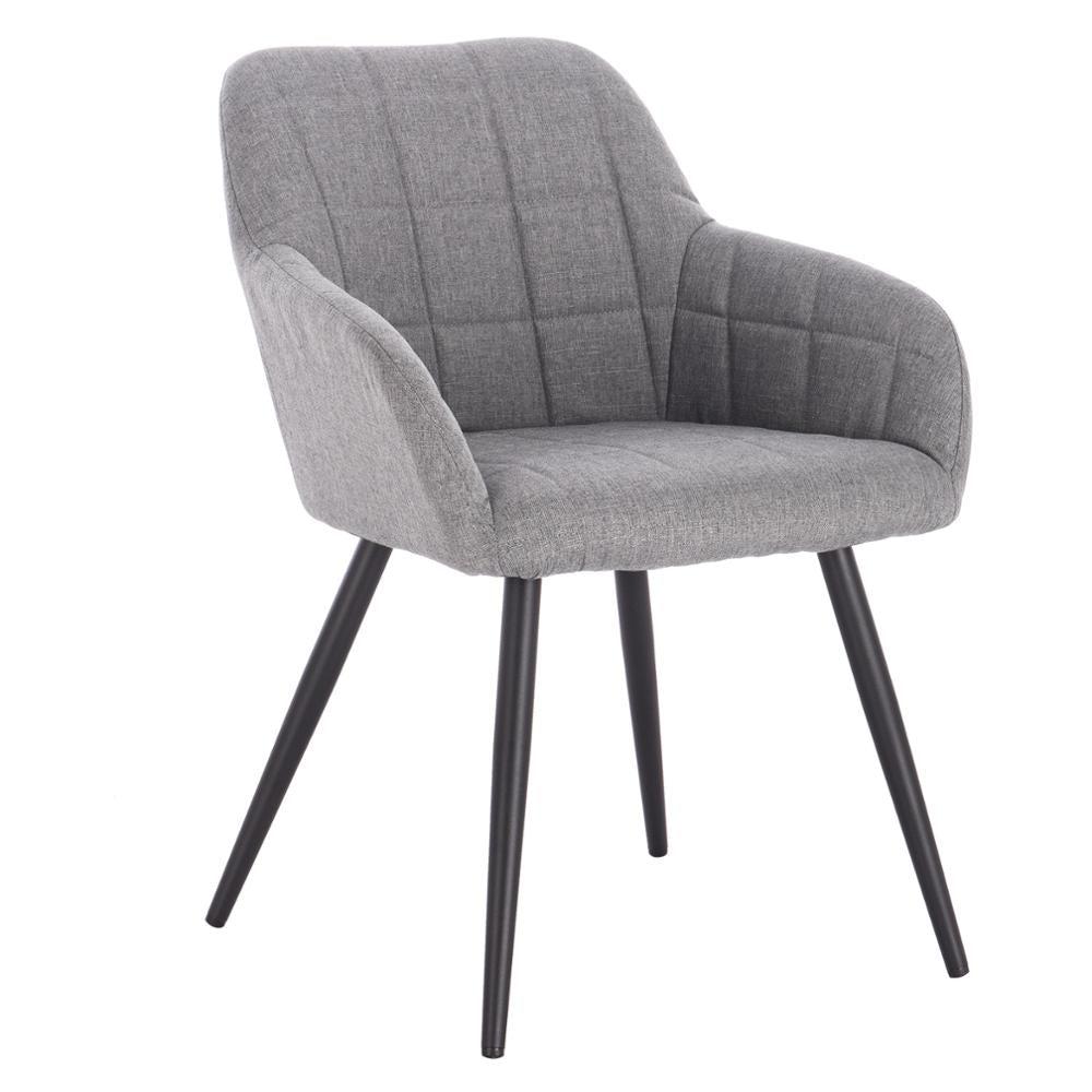 Chaise moderne à large dossier surpiqué et pieds en métal