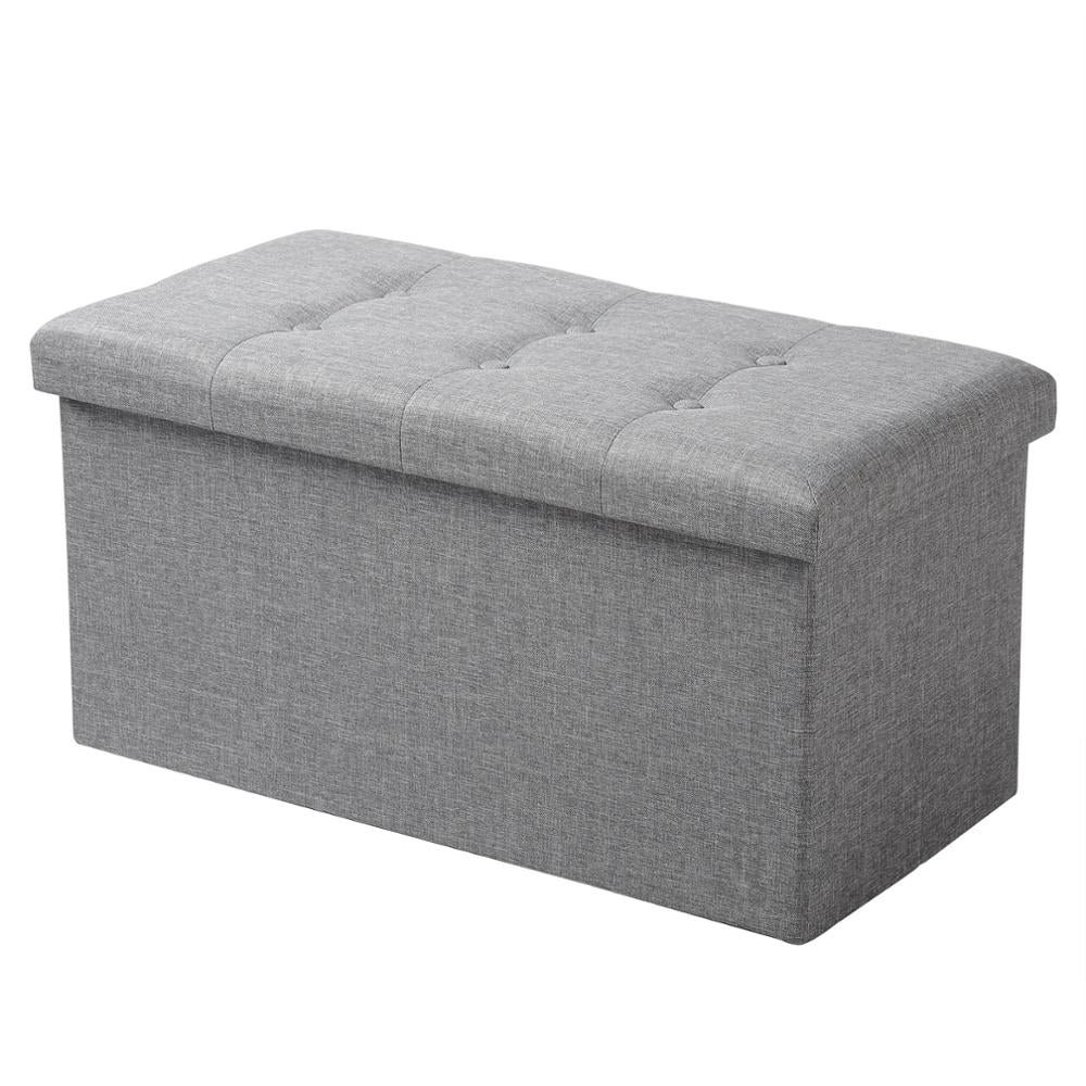 Banc de rangement pliable en tissu avec couvercle capitonné