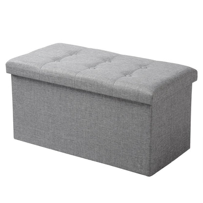 Banc de rangement pliable en tissu avec couvercle capitonné