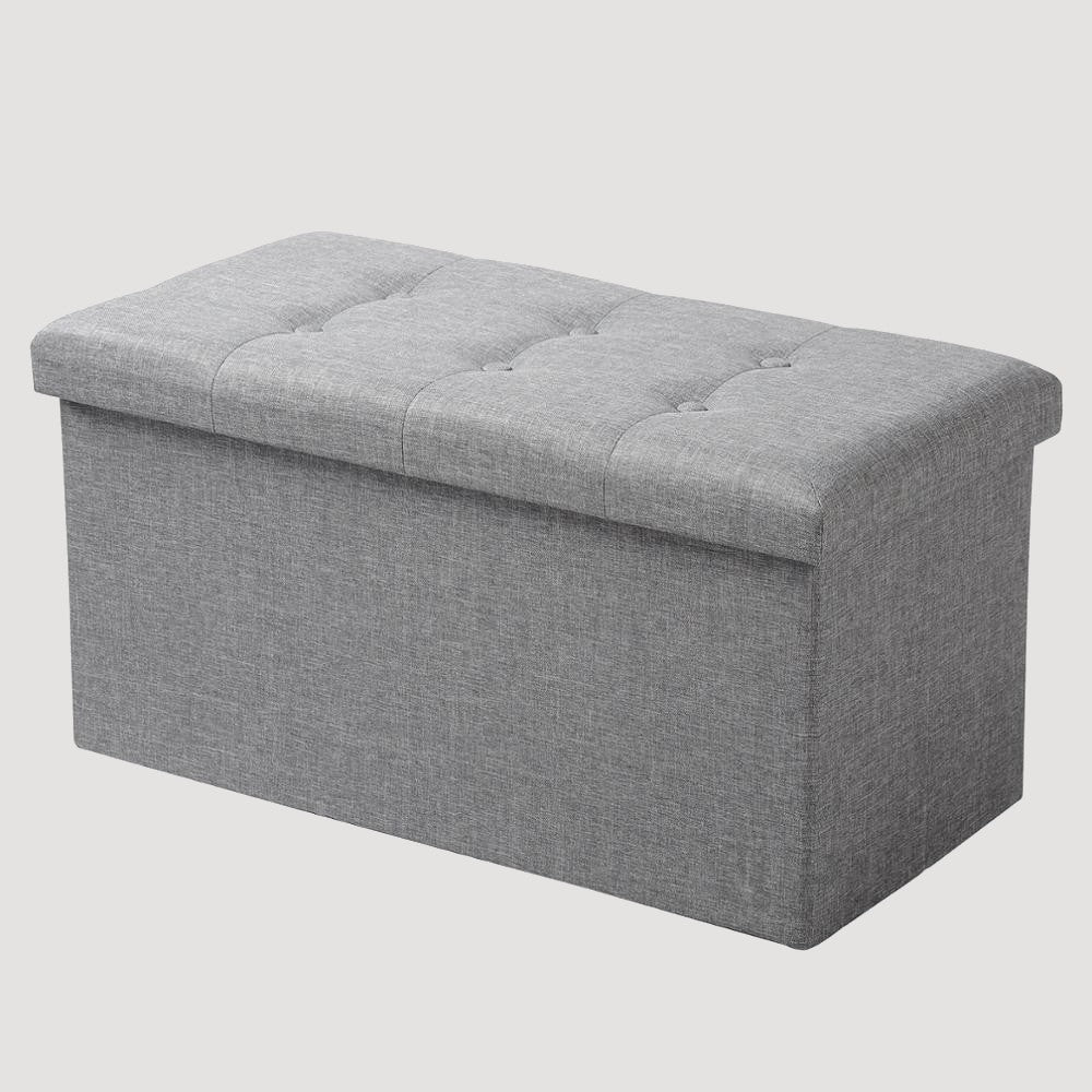 Banc de rangement pliable en tissu avec couvercle capitonné