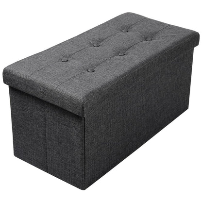 Banc de rangement pliable en tissu avec couvercle capitonné