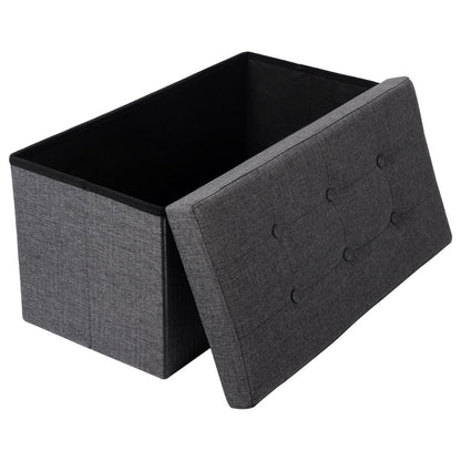 Banc de rangement pliable en tissu avec couvercle capitonné