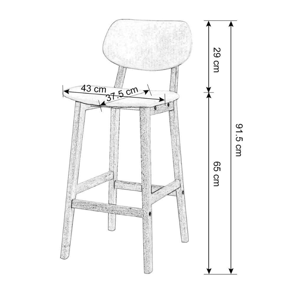 Chaise de bar scandinave en bois et simili cuir avec repose pieds (lot de 2)