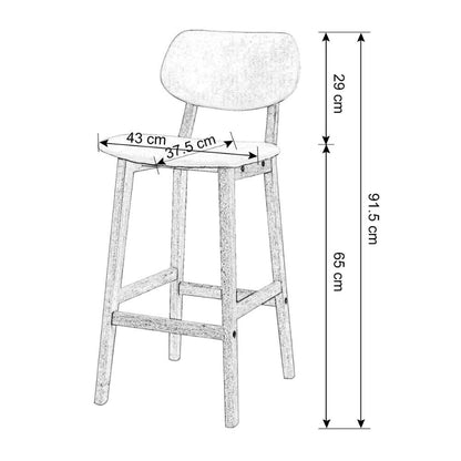 Chaise de bar scandinave en bois et simili cuir avec repose pieds (lot de 2)