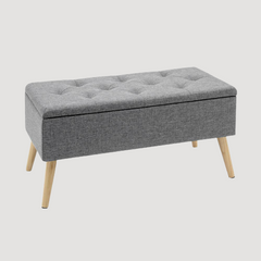 Banc scandinave en tissu capitonné et bois