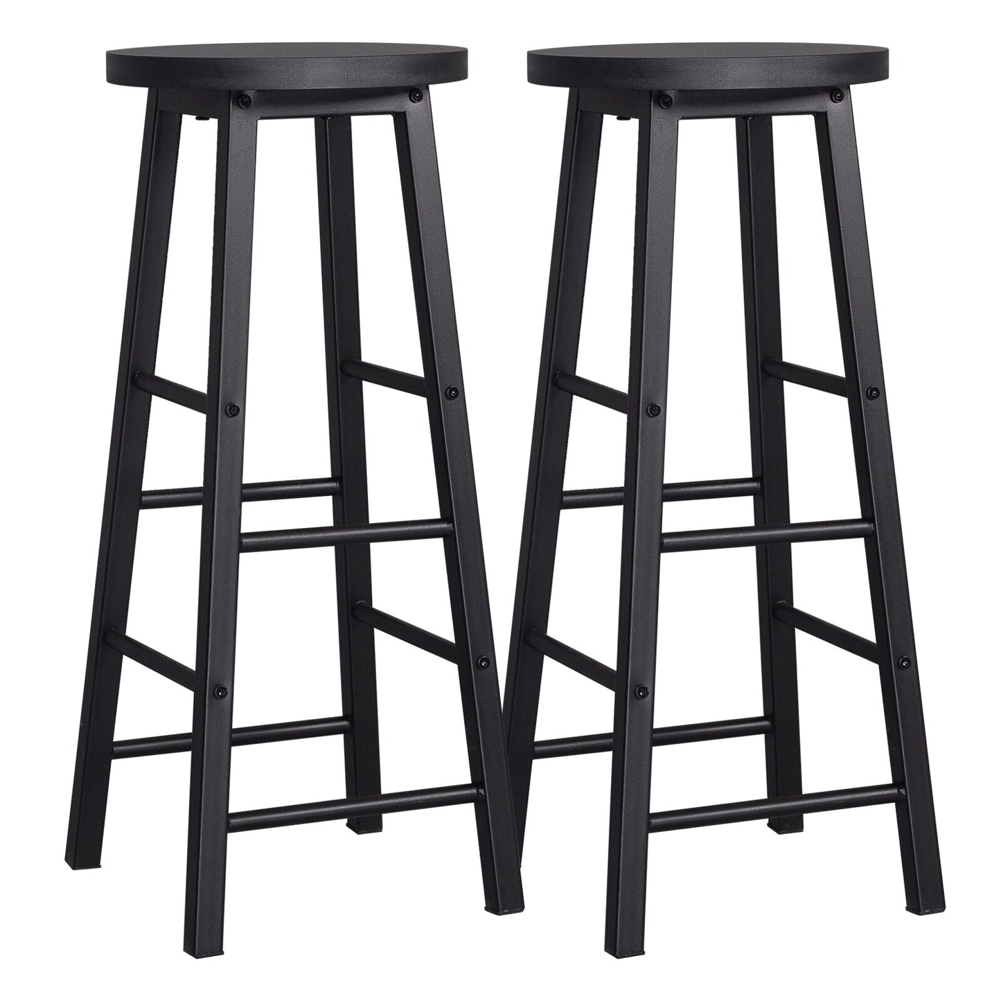 Tabouret industriel moderne en métal et bois (lot de 2)