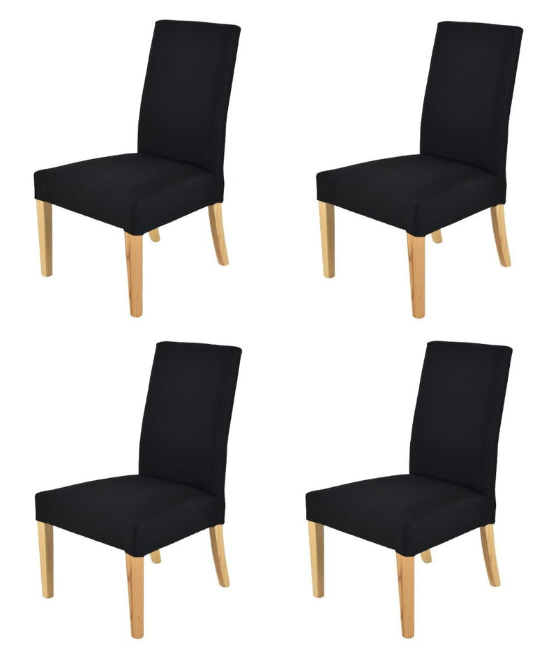 Chaise moderne  en tissu noir et bois  (lot de 4)