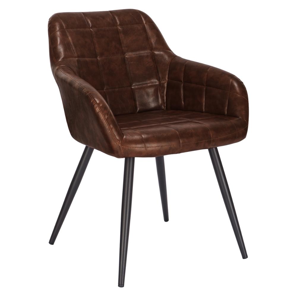 Chaise moderne à large dossier surpiqué et pieds en métal