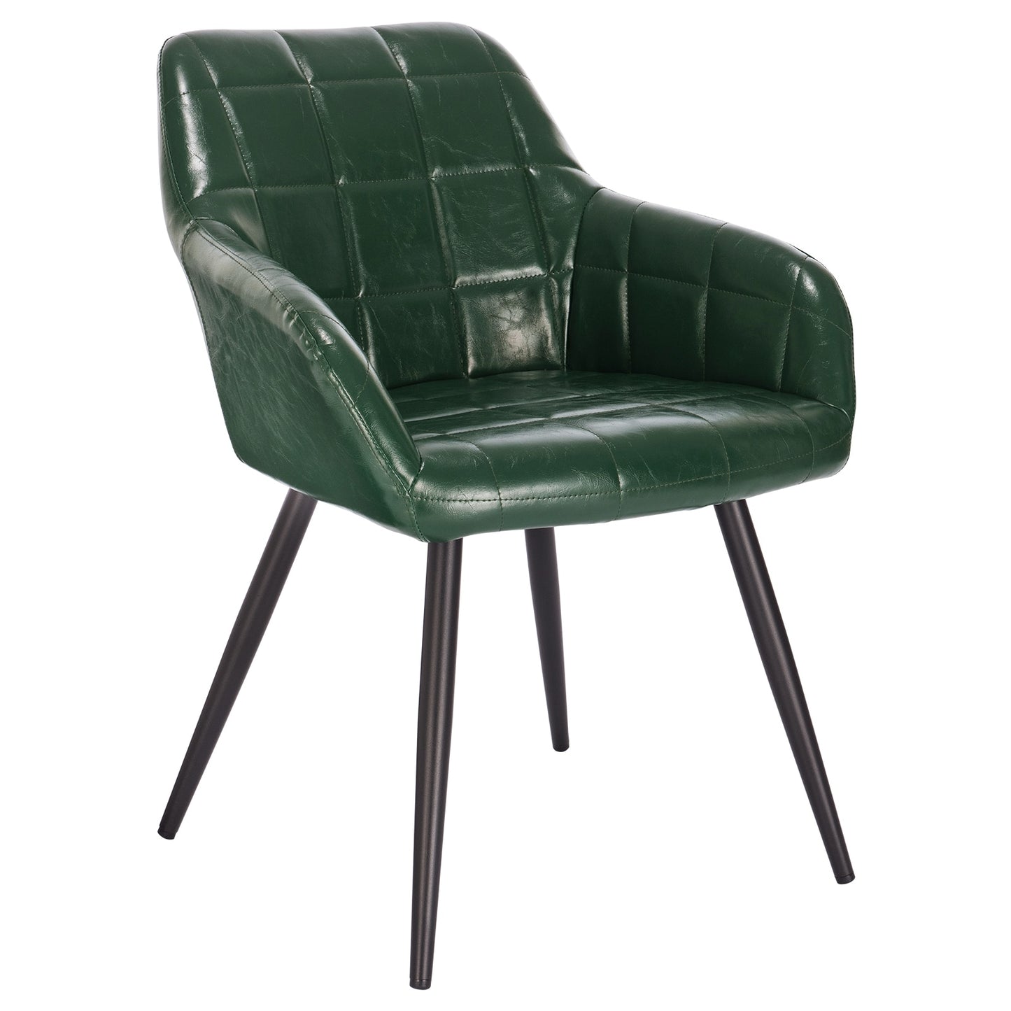 Chaise moderne à large dossier surpiqué et pieds en métal