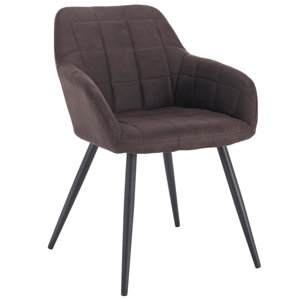 Chaise moderne à large dossier surpiqué et pieds en métal