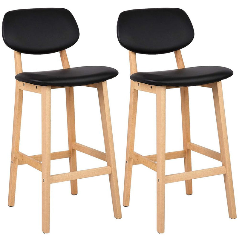 Chaise de bar scandinave en bois et simili cuir avec repose pieds (lot de 2)