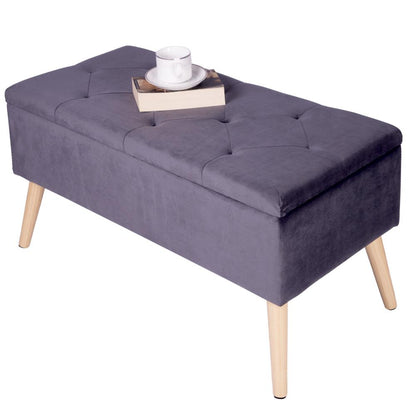 Banc scandinave en tissu capitonné et bois