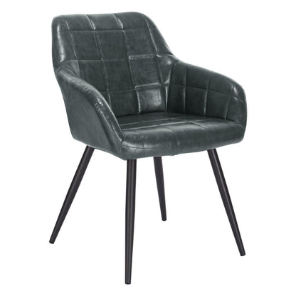 Chaise moderne à large dossier surpiqué et pieds en métal