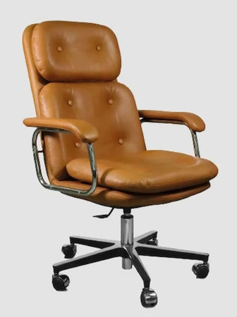 Chaise de bureau design en cuir sur roulettes avec accoudoirs et dossier haut HERITAGE 80 DIRECTION GRAND