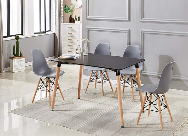 Chaises scandinaves grises en plastique et bois par lot de 4