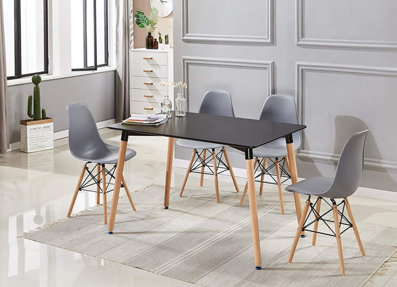 Chaises scandinaves grises en plastique et bois par lot de 4